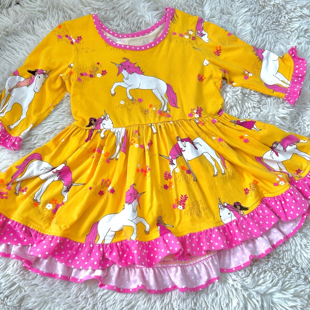 Eleanor Rose Yellow and Pink Unicorn Dress